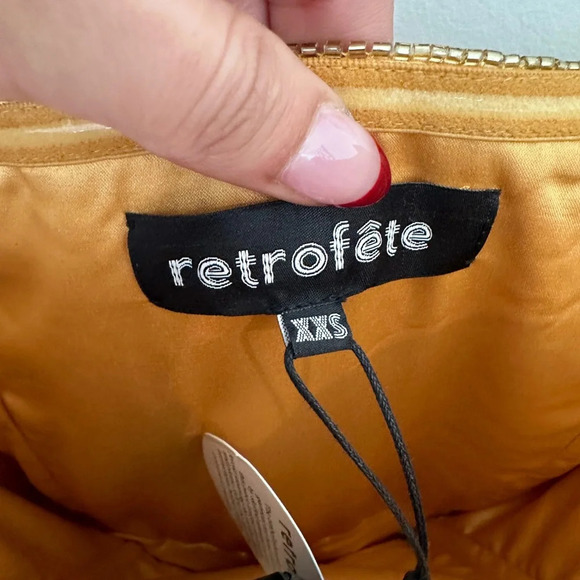 Retrofete Heather Gold Chainmail Sequin Strapless Mini Dress - XXS - Picture 6 of 8